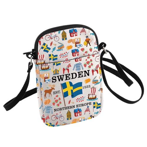 HOLLP Swedish Souvenir Crossbody Bag Swedish Mom Gift Sweden Travel Small Sling Bag Gift For Sweden Lovers