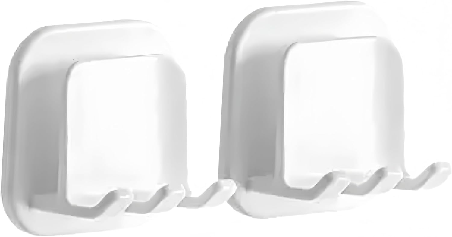 bepisof2 Pcs Toothbrush Holder Wall Mounted – Self-Adhesive Hook-Type 2-in-1 Toothbrush Rack & Bathroom Shower Mouthwash Cup Holder