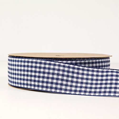 Noyi Traxd Gingham Ribbon 25 Yard Each Roll 100% Polyester Woven Edge (1-Inch, Bule) #TOP2
