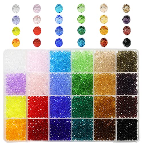 Bala&Fillic 4mm Briolette Glass Beads Faceted Rondelle Crystal Beads