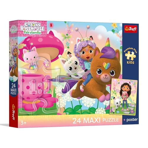 Trefl – Gabby's Dollhouse, Gabby à la rescousse – Puzzle géant de 24 pièces – 24 Grandes pièces, Affiche Originale, Divertissement créatif, pour Les Enfants à partir de 3 Ans