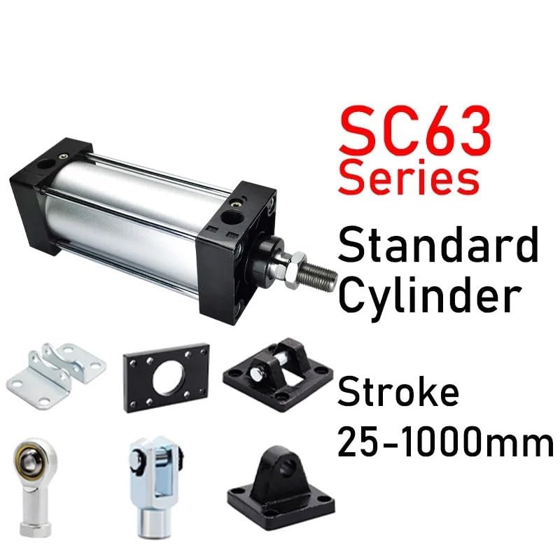 Vérin pneumatique SC63 double effet avec support LB pour automatisme industriel