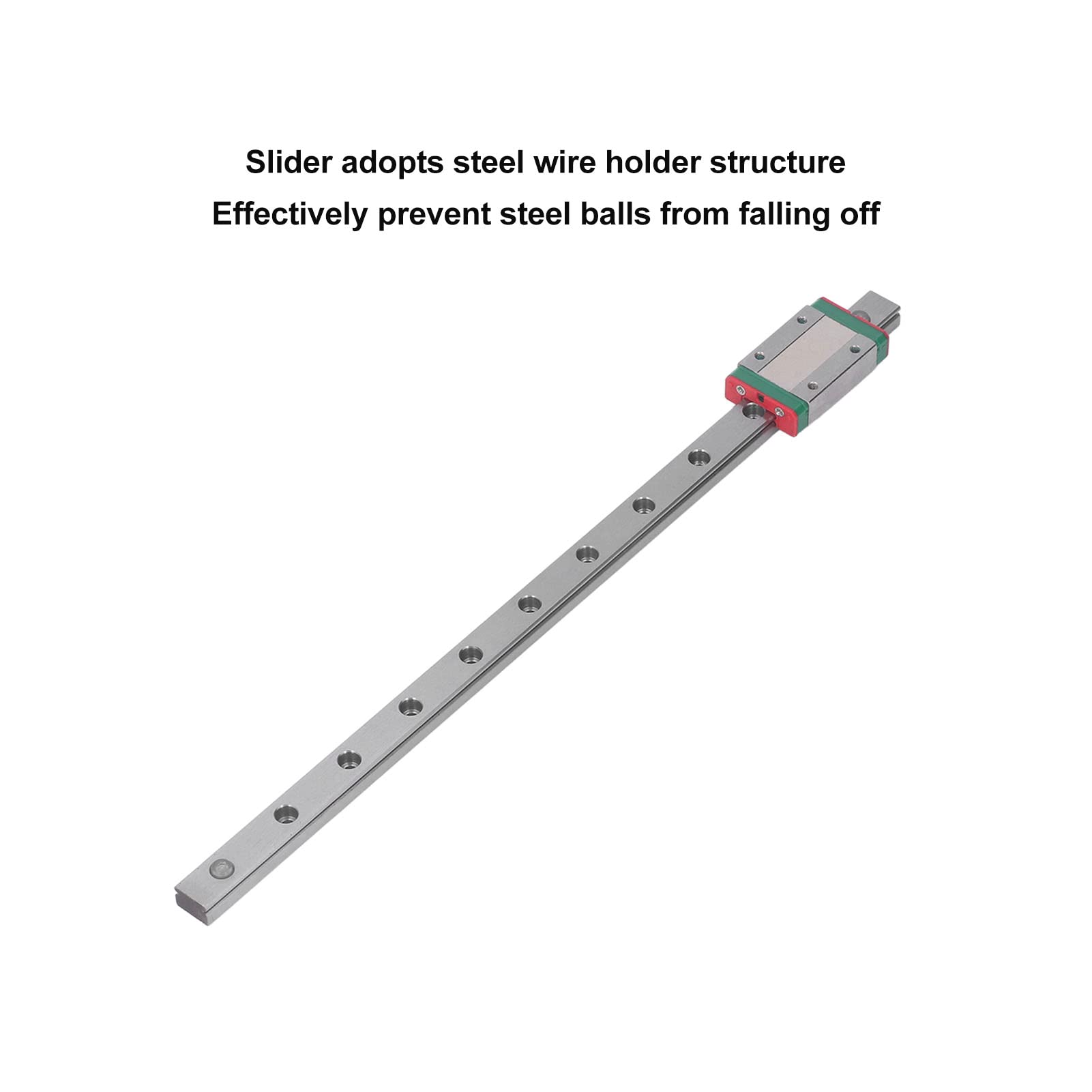 BORDSTRACT MGN12H 300 glissière de Rail linéaire Miniature, guidage linéaire en acier à roulement pour équipement de Machine CNC d'imprimante 3D (MGN12H-350)