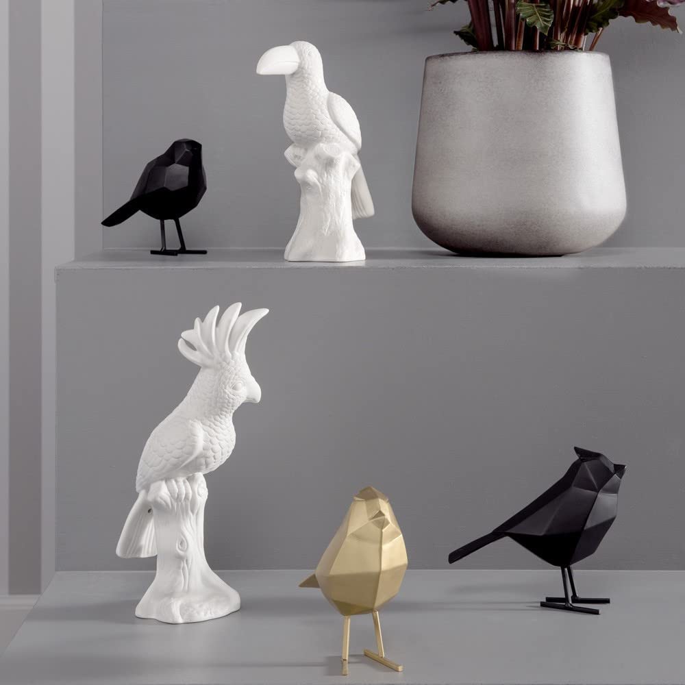 Present Time Statua Gatto Origami Bianco, Decorazione Casa In Stile Moderno, 17x12x26 Cm