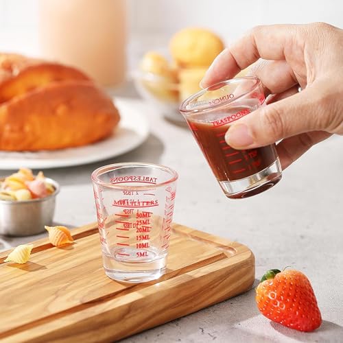 Vaso medidor de vidrio 30ml con marcas rojas miniatura 4