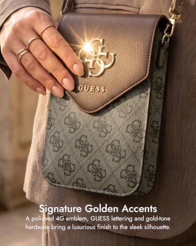 Image of CG MOBILE Guess Universal Wallet Crossbody Bag Official Licensed, Grained PU Leather with Classic Logo & Strap, Protective Smartphone Sling Pouch & Travel Shoulder Wallet Bag for Men & Women -Black