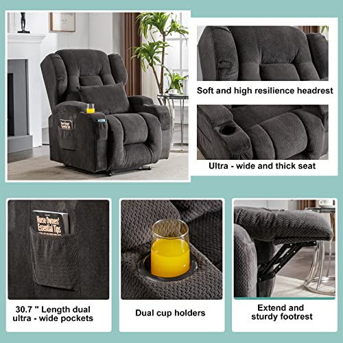 Oqqoee Power Lift Recliner Chair With Massage And Heat For Elderly/Adults, Lift Chairs Movable Recliner Chair With Wheels, Comfy Velvet Lazy Sofa Reclining For Living Room With Cup Holders/Remote/Usb #TOP6