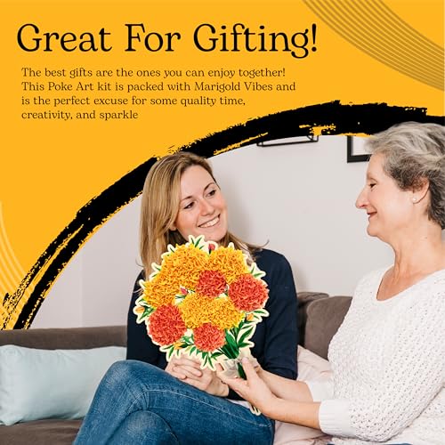 Image of Unwynd Poke Art Marigold Flower Bouquet Kit for Adults, Women and Teens