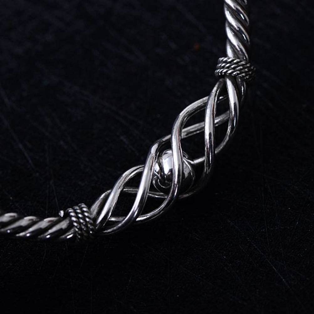 Retro Bangle S925 Braccialetto D'Argento Gioielli Fatti a Mano in Argento Braccialetto Femminile a Torsione Regolabile Retrò2