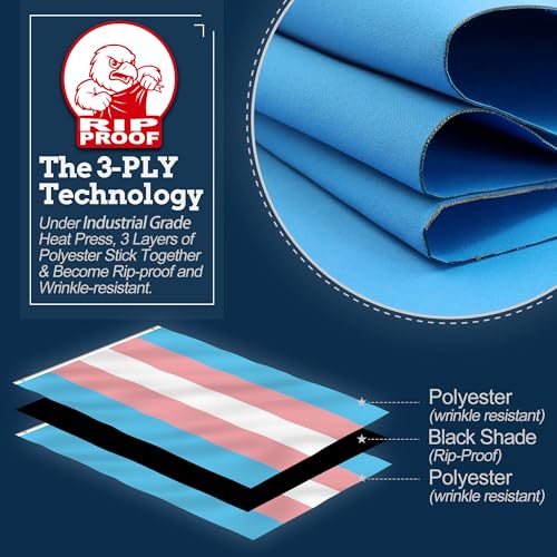 Bandera Transgénero Anley Duradera 3 Capas Doble Cara Rosa Azul Arcoíris LGBT 3