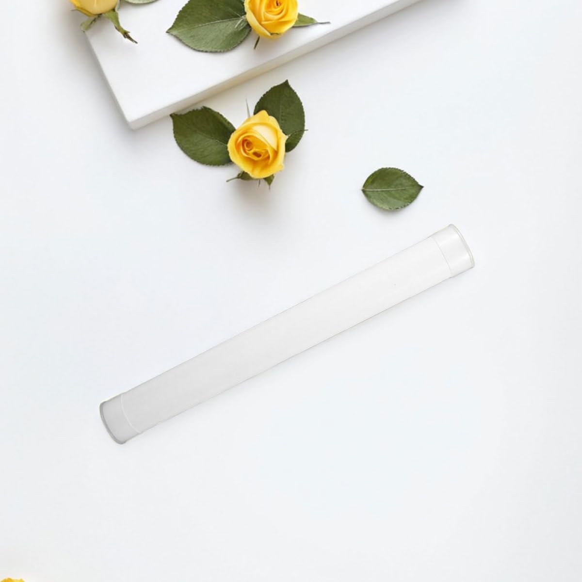 Zestaw 4 Tubi di Stoccaggio Rotondi in Plastica PE 31 cm Lunghezza 5 cm Diametro con Coperchio
