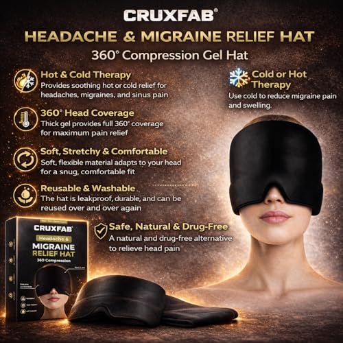 Image of Migraine Relief Cap for Migraines, Headaches, Sinuses, Tension Relief Headache Relief Cap for Men & Women Hot & Cold Therapy Relaxing Thermax Migraine Miracle Cap, Migrane Relaxing Cap(Multicolor)