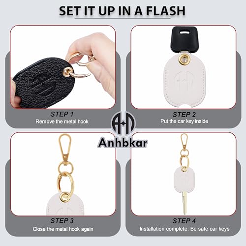 Image of Leather Keys Sleeve for Broken Car Key Loop Replacement - Cute Keychain Cover - Protector, Holder for Men & Women