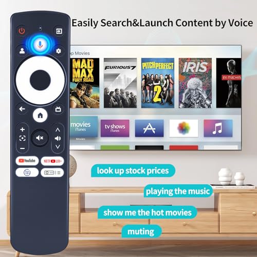 Image of Replacement Remote Control Compatible with AURZEN Boom Mini Projector EAZZE D1G, for GooDee GD500 4K UHD Smart Projector, for HAPPRUN Google TV Projector（Supports Bluetooth and Infrared Pairing）