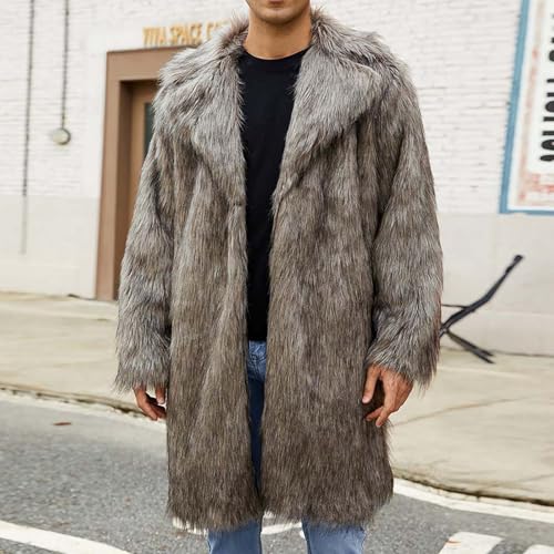 Mens Faux Fur Overcoats Luxury Furry Notched Lapel Cardigan Winter Cozy Sherpa Fluffy Outerwear Comfy Thermal Coats2