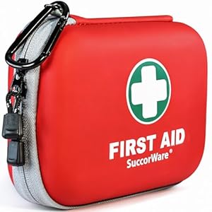 150 Pieces Mini First Aid Kit – Small Medical Kit with Hard Shell – Emergency First Aid Kit for Car, Travel, Home, Outdoor, Office, Camping, Hiking (Red)