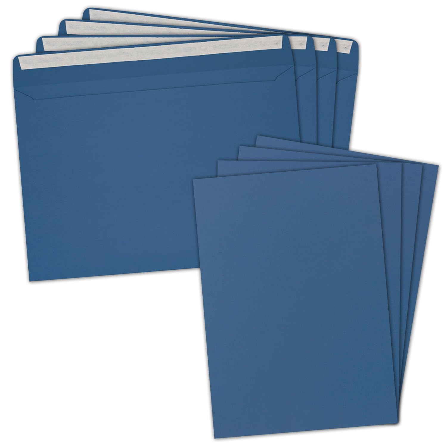 Zestaw 100 sztuk pojedynczych kartek XXL w formacie DIN A4 (21 x 29,7 cm) wraz z kopertami w formacie DIN C4 – błękit królewski – koperty z zaklejaniem – nadaje się do wysyłki kartek z życzeniami, dokumentów i bonów