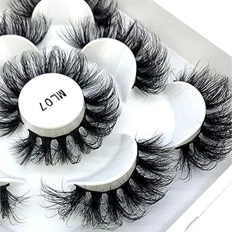 HBZGTLAD 5 Pairs 25 mm 3d Mink Lashes Bulk Faux with Custom Box Wispy Natural Mink Lashes Pack Short Wholesales Natural False Eyelashes (ML-07) Cover
