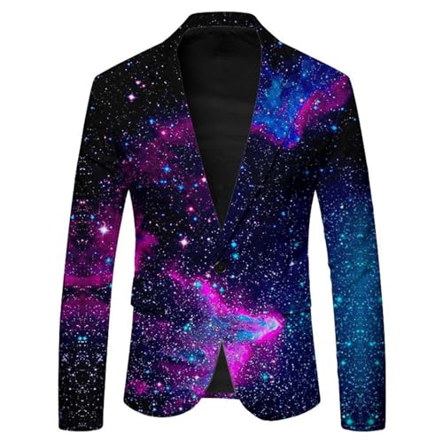 Generisch Veste pour homme avec bordure à paillettes - Petite veste de costume de scène, Violet foncé., S