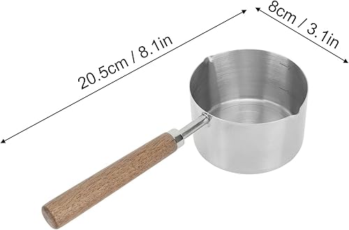 Miniatura 8 de Mini cacerola 304 estilo madera agarre evitar quemaduras portátil leche calentador de leche estilo madera para acero inoxidable olla cómoda 6.8 fl