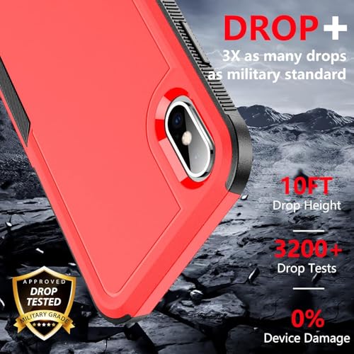 SPIDERCASE for iPhone Xs Max Case, [10 FT Military Grade Drop Protection] [Non-Slip] [2 pcs Tempered Glass Screen Protector] Shockproof Airbag Cushion Protective Case for iPhone Xs Max 6.5” (Red) - image 3