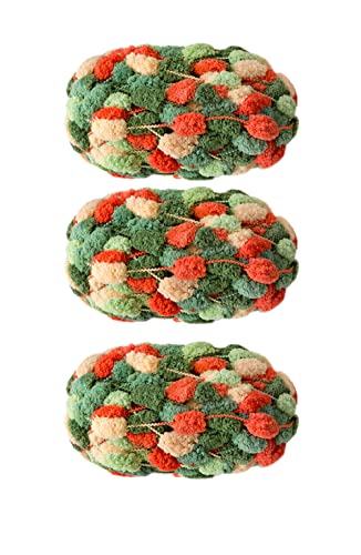 3 Rolls Pomp-A-Doodle Yarn,100% Polyester Jelly Bean Pom-Pom Ball Yarn For Crochet Knitting Handcraft Mat Pet Nest 450G (Quiet Night) #TOP15