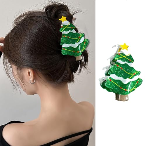 Pinza para cabello diseño árbol de Navidad verde miniatura 1