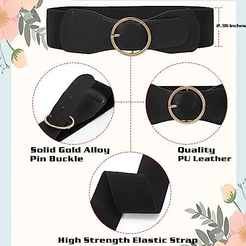 WERFORU Women Elastic Stretchy Wide Belt for Dress Ladies Stretch Thick Waist Belt with Gold O Ring Buckle4