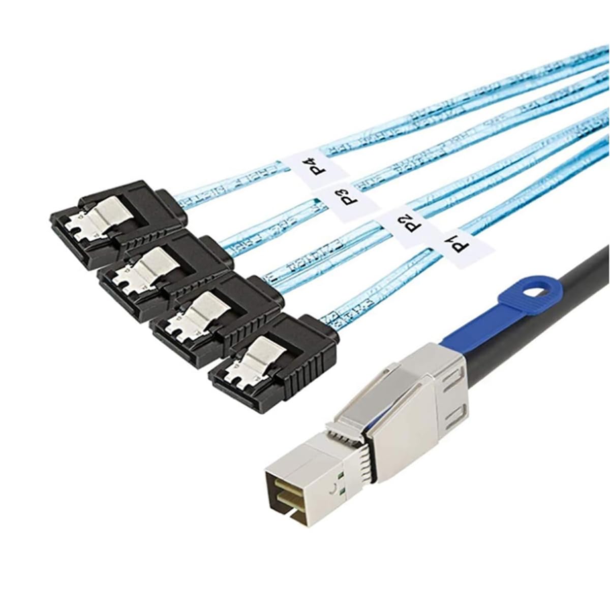 Mini SAS HD SFF-8644 con IC a 4 x SATA 7-Pin Cable – 6Gbps High Speed Server Hard Drive Interconnect, 28AWG filo di rame (1m)