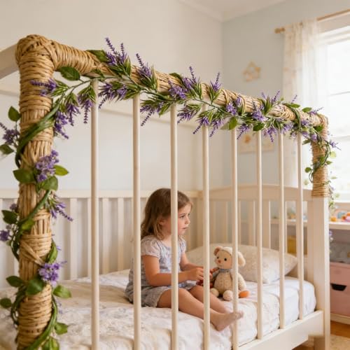 Enredadera artificial de lavanda para decorar cumpleaños y repisas de chimenea 3