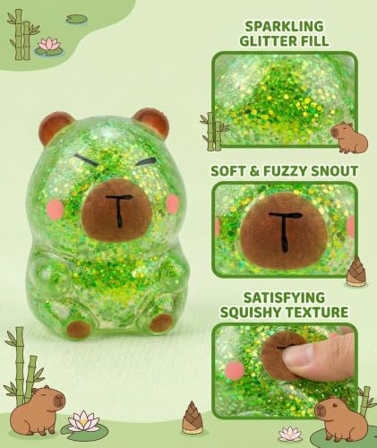 Image of 4 Pcs Capybara Squishy, Taba Squishy, Squishy Toy for Stress Relief, Cute Mystery Dumplings Squishy and Squishy Toy Slow Rising Collection (Green)