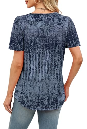 Image of Womens Tops Dressy Casual Blouses Short Sleeve Shirts Plus Size Fashion Clothing Spring Summer Outfits Button Pleated Front