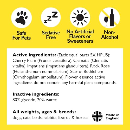 Bach RESCUE REMEDY PET Dropper 10mL, Natural Stress Relief, Calming for Dogs, Cats, & Other Pets, Homeopathic Flower Essence, Thunder, Fireworks, Travel, Separation, Sedative-Free - Image 6