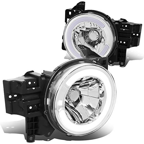 Auto Dynasty Pair Chrome Housing C-Styling LED DRL Front Headlight Head Lamps Compatible with Toyota FJ Cruiser 07-14