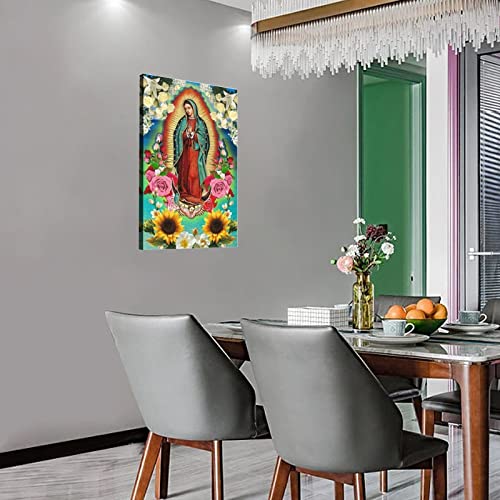 Alptec Virgen - Our Lady Of Guadalupe Religious Wall Art Poster 3 Canvas Painting Wall Art Poster For Bedroom Living Room Decor 20X30Inch(50X75Cm) Frame-Style #TOP3