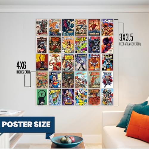 Image of Wallgasm Superheroes Poster Set - Pack of 30, 10 x 15cm 300GSM Posters - Wall Collage Kit - Posters For Bedroom Superman Posters - Batman Posters - Spiderman Posters - Avengers Posters - Comic Posters