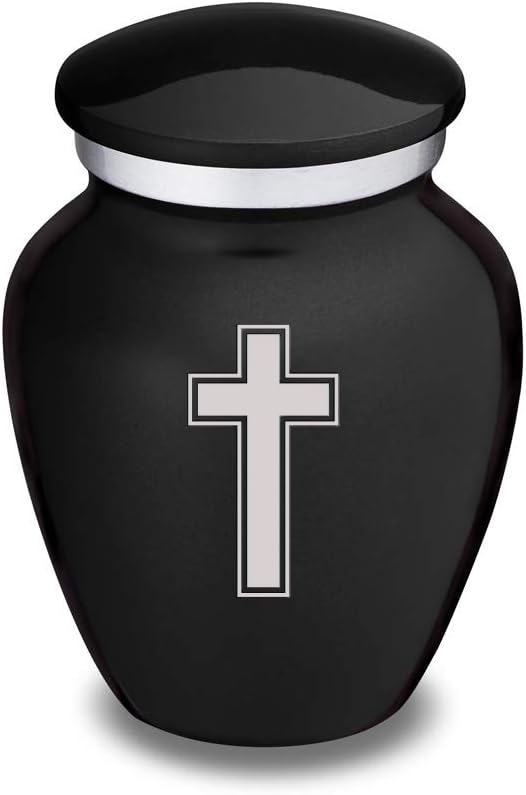 Geturns Embrace Keepsake Simple Cross Cremation Urns for Human Ashes I Black Funeral Urn for Women and Men I 3.5 lbs