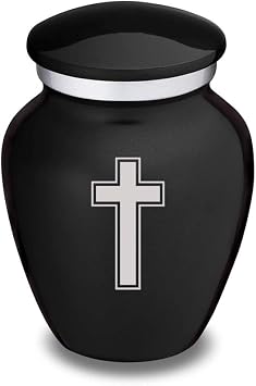 Geturns Embrace Keepsake Simple Cross Cremation Urns for Human Ashes I Black Funeral Urn for Women and Men I 3.5 lbs