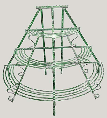 Casa Padrino Art Nouveau Plant Etagere/Flower Staircase 153 x 76 x H. 117 cm Wrought Iron Garden Decoration, color:white
