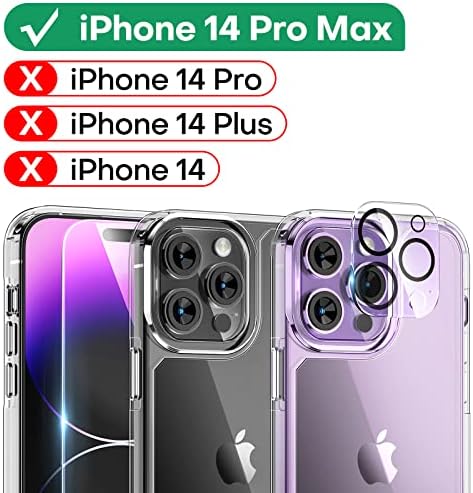 TAURI 5 in 1 Defender Designed for iPhone 14 Pro Max Case, 1 phone case + 2 Screen Protector + 2 Camera Protector [Military Grade Protection] Anti-Yellow Shockproof 360 Protective Cover Slim - Clear