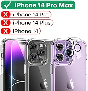 TAURI 5 in 1 Defender Designed for iPhone 14 Pro Max Case, 1 phone case + 2 Screen Protector + 2 Camera Protector [Military Grade Protection] Anti-Yellow Shockproof 360 Protective Cover Slim - Clear