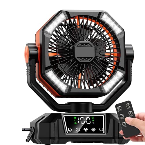 Ventilador de Camping, 20000mAh Ventilador Portátil Recargable de Exterior con Pantalla LED y Control Remoto,...