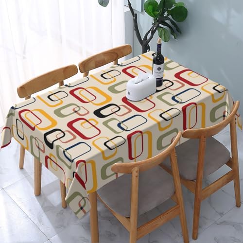 LANAIQO Mid Century Modern Retro Tablecloth for Dining Room Kitchen Birthday Party Decorations, Rectangular 54"x72" Oil-Proof Waterproof Vintage Decorative Table Cover by LANAIQO - Used condition - US$17.41