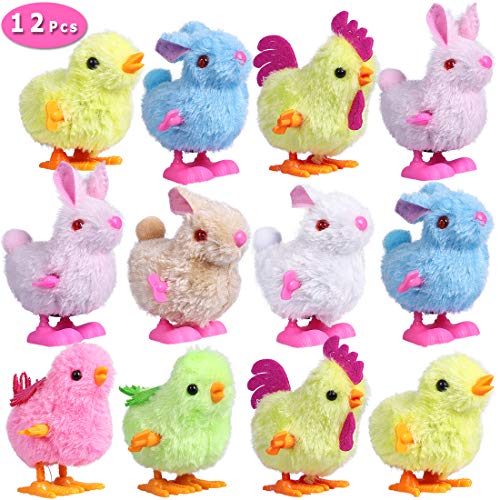 Max Fun 12 Pack Easter Wind Up Toys Chick Bunny Assortment for Easter