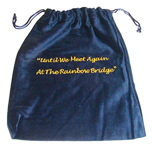 KAG General Store Rainbow Bridge Embroidered Velvet Urn Cremains Bags - Blue 10"