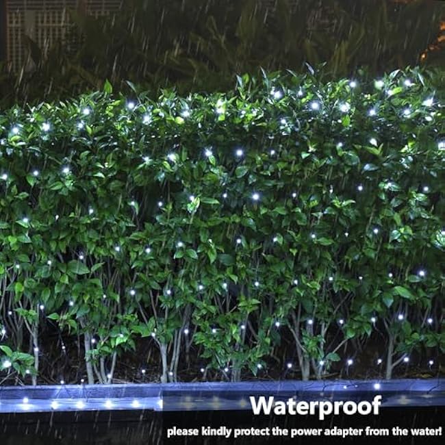 Joomer 12ft x 5ft 360 LED Christmas Net Lights, 8 Modes Bush Mesh Lights Connectable, Timer, Waterproof for Christmas Trees, Bushes, Garden, Outdoor Decorations (Green Wire, White)