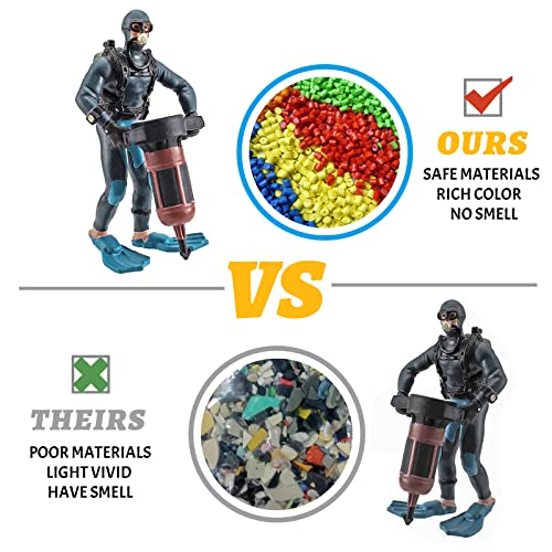 Iqipets Whale Figurines Toy Ocean Sea Animals Figurines Diver 5 Pcs Bath Toys Set Blue Whale Sperm Whale Killer Whale Deep Sea Diver Figures Birthday #TOP4