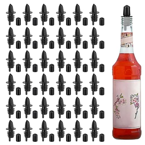 36 PCS Bottle Pourers And 36 PCS rubber pourers dust cap covers Syrup Pourer Pour Spouts Plastic Liquor Bottle Pourers with Rubber Pourers Dust Cap (36 PCS Bottle Pourers And 36PCS rubber pourers)