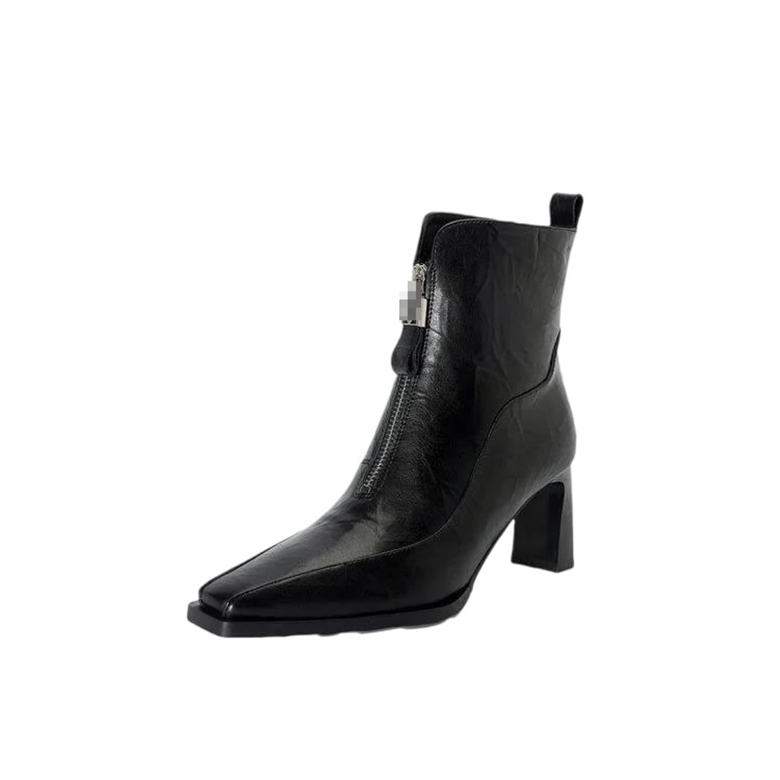 Womens Booties Square Toe High Square Heel Elegant Modern Ankle Boots Simple Daily Wear Footwear With Side Zipper
