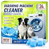 Enzyme Washing Machine Cleaner Tablets for Pet Owners, Protease Washer Cleaner Pet Odor Remover, Deep Clean Washing Machine Pet Hair Remover for Laundry - Safe for HE, Front & Top Load (24 Count)